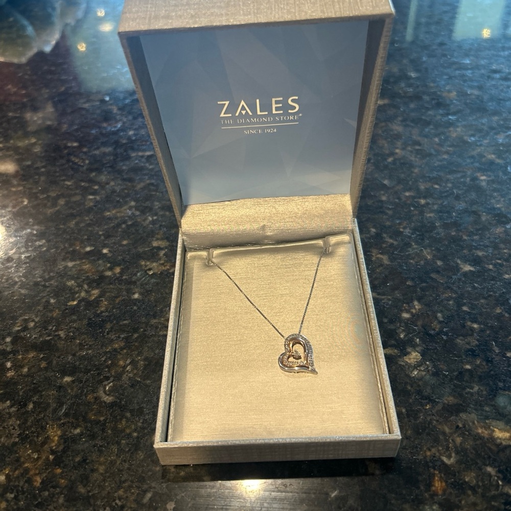 Zales Silver and Gold Heart Necklace